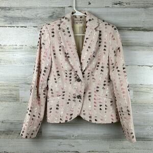 Bernard Zins Paris womens 4 pink nina blazer jacket pearl button up work dress